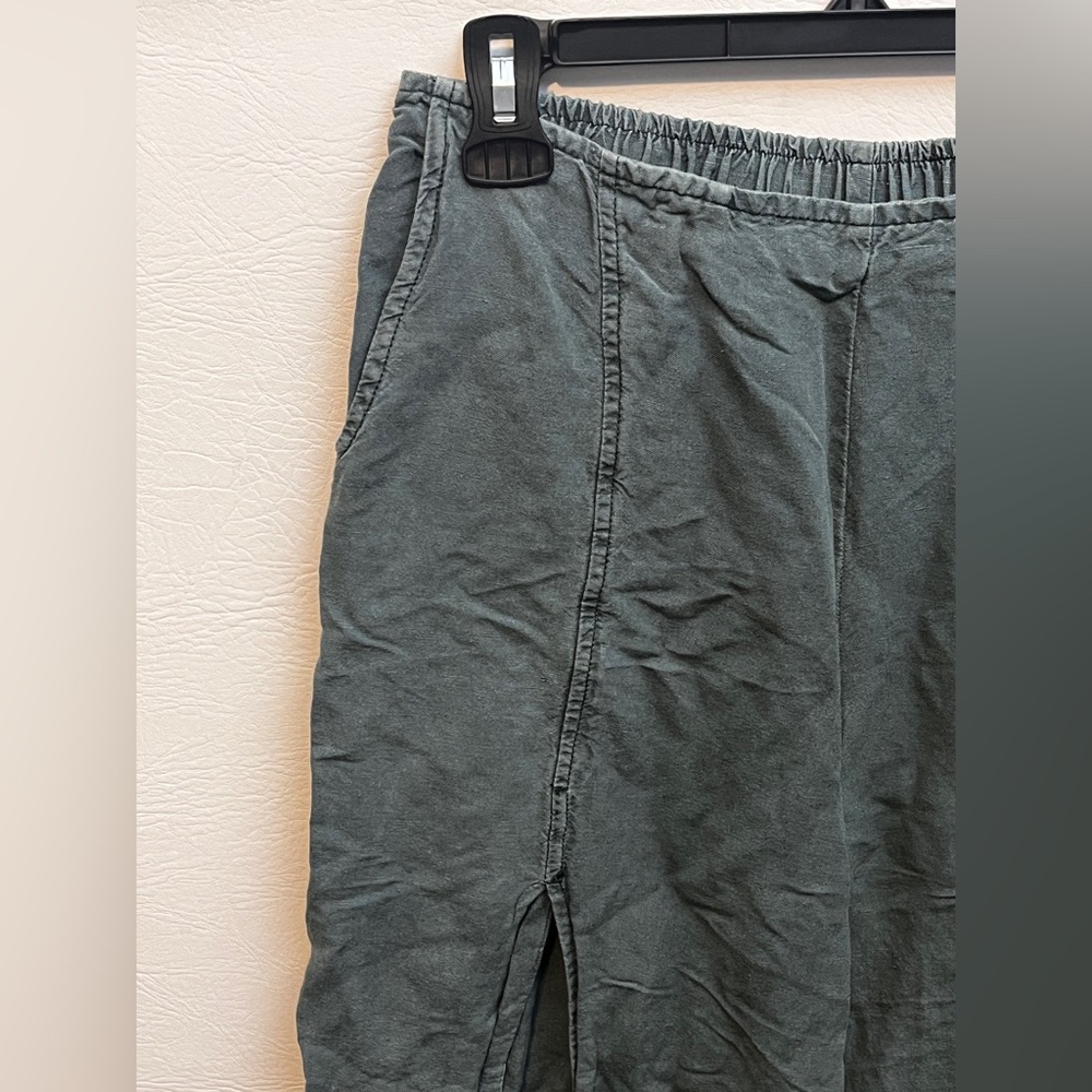 Young Fabulous Broke Teal Green Wide Leg Slit Front Linen Pants Medium - Picture 3 of 10